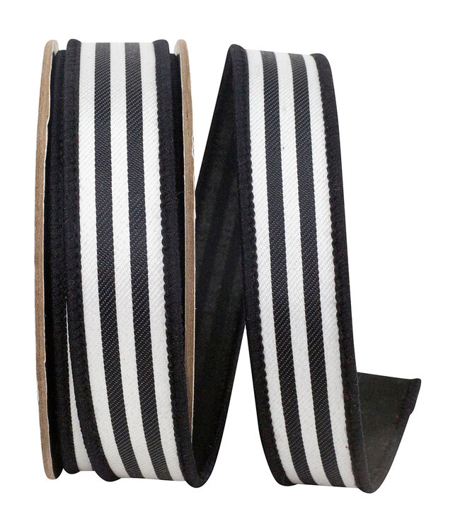 1 Inch Striped Twill Deluxe Dupioni Backed Wired Edge