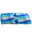 4 Inch Dupioni Blues Plaid Wired Edge Multi