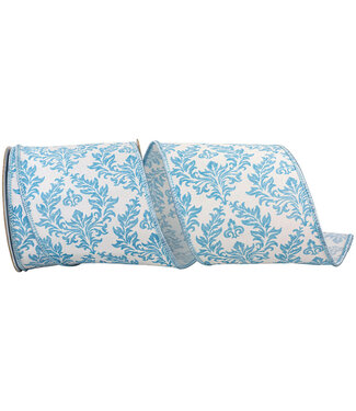 4 Inch Filigree Regal Crest Deluxe Wired Edge White-Blue