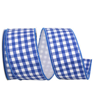 2-1/2 Inch Gingham Cobalt Wired Edge