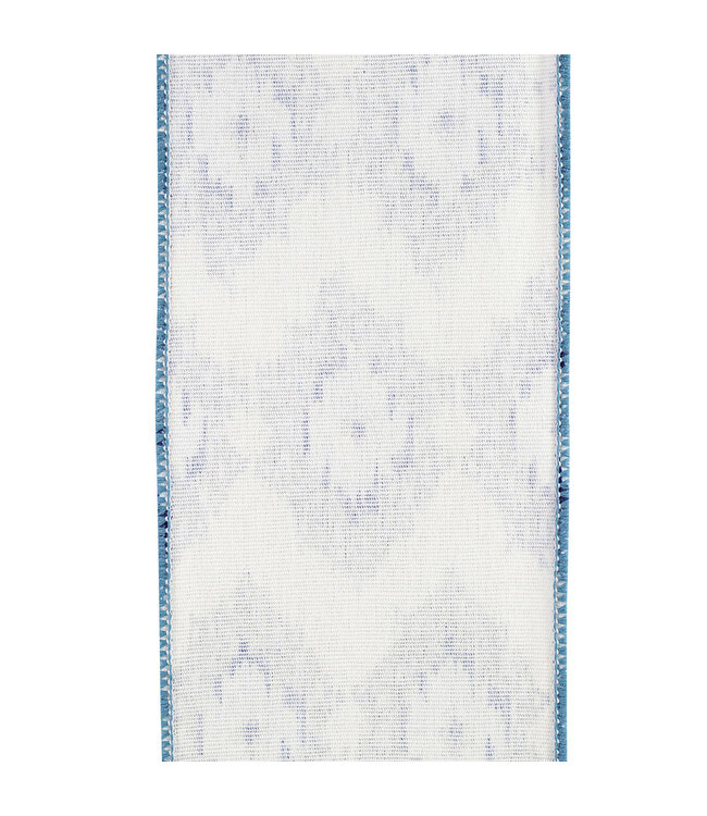 4 Inch Ikat Canvas Wired Edge White/Blue