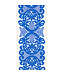2-1/2 Inch Regal Filigree Chinoiserie Printed Dupioni Wired Edge White/Blue