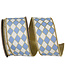 2-1/2 Inch Harlequin Solid Diamond Outline Gilded Deluxe Wired Edge White/French Blue