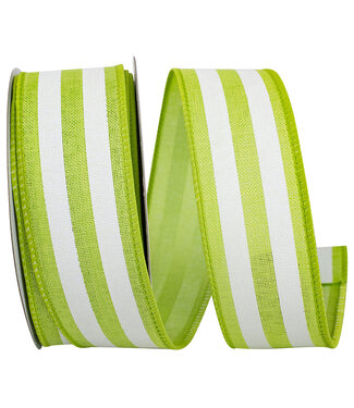 1-1/2 inch Continuous Stripe Linen Wired Edge Rd Lime