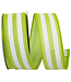 1-1/2 inch Continuous Stripe Linen Wired Edge Rd Lime