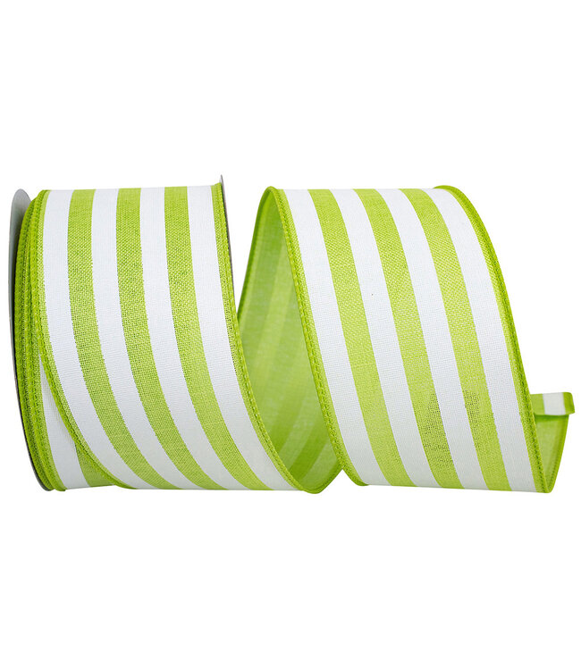 2-1/2 Inch Continuous Stripe Linen Wired Edge Lime