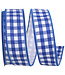 1-1/2 Inch Gingham Cobalt Wired Edge Blue