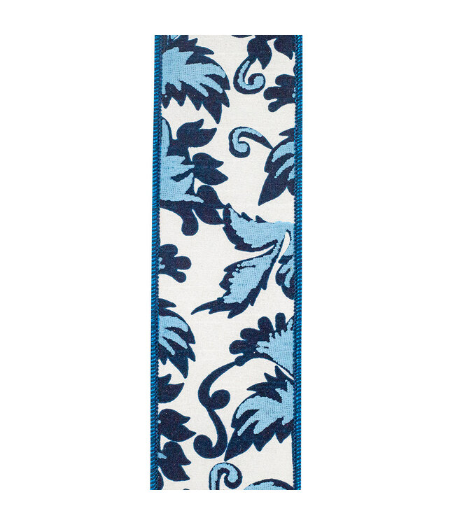 2-1/2 Inch Scroll Leaf Moderna Deluxe Wired Edge Blue