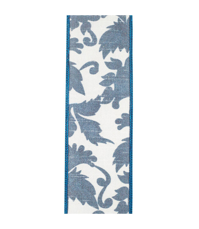2-1/2 Inch Scroll Leaf Moderna Deluxe Wired Edge Blue