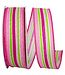 1-1/2 Inch Stripe Bright Linen Lines Wired Edge Pink