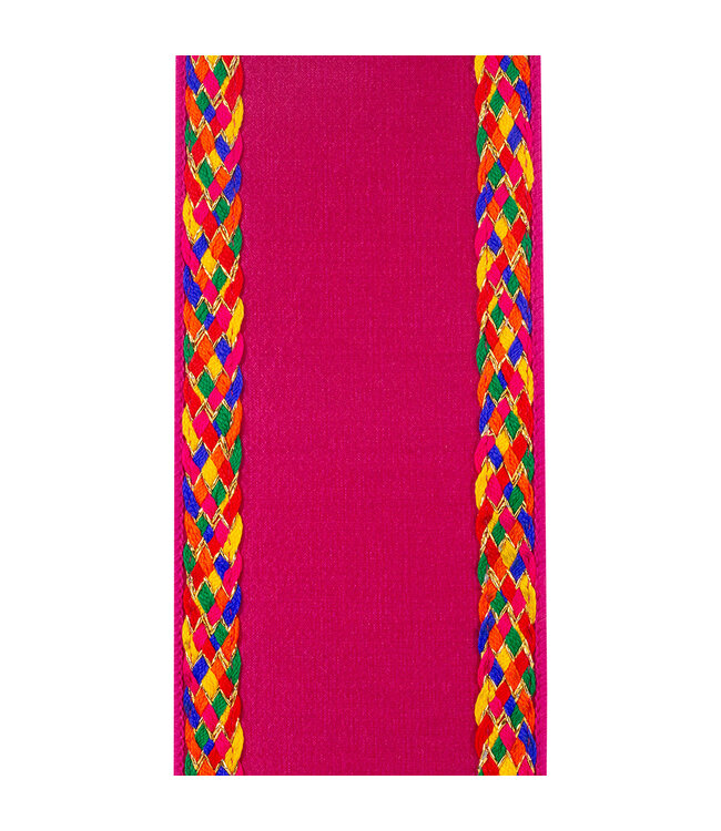 4 Inch Multi Color Braid Festive Deluxe Wired Edge Fuchsia