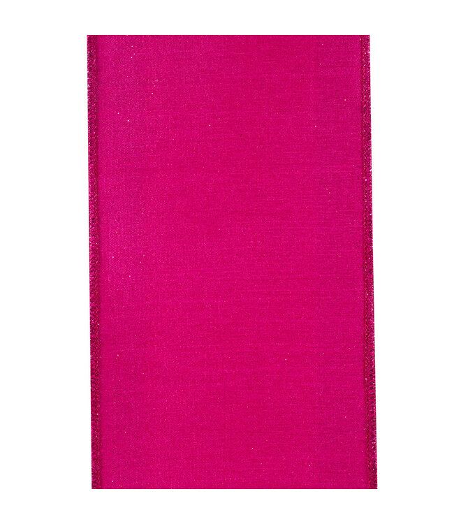 4 Inch Glitter Striped Edging Dupioni Deluxe Wired Edge Fuchsia