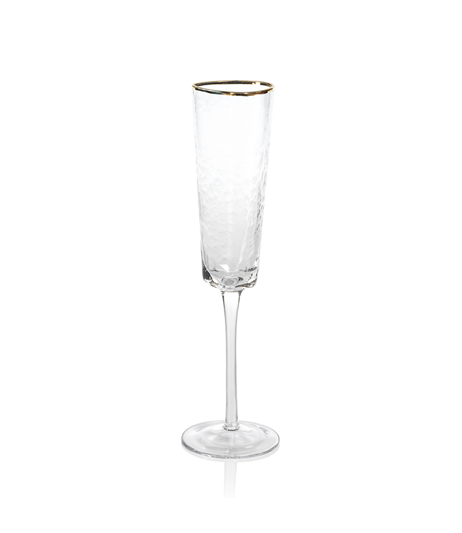 Aperitivo Triangular Champagne Flute - Clear with Gold Rim