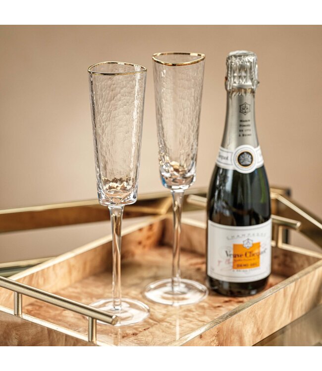 Aperitivo Triangular Champagne Flute - Clear with Gold Rim