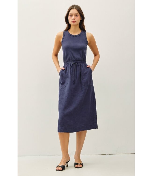 Jane Cotton Tank Dress with Gauze Skirt