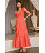 Joy Poplin V Neck Shirred Maxi Dress