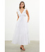 Joy Poplin V Neck Shirred Maxi Dress