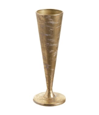 12" Metal Vase Gold Antique