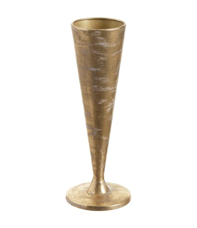12" Metal Vase Gold Antique