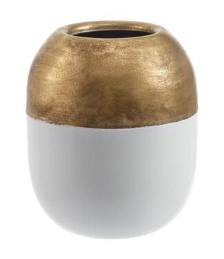8.5" Metal Pot Gold White