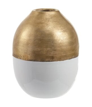 12" Metal Pot Gold White