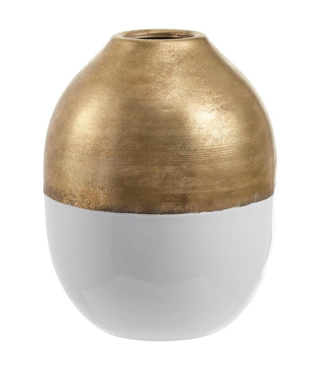 12" Metal Pot Gold White