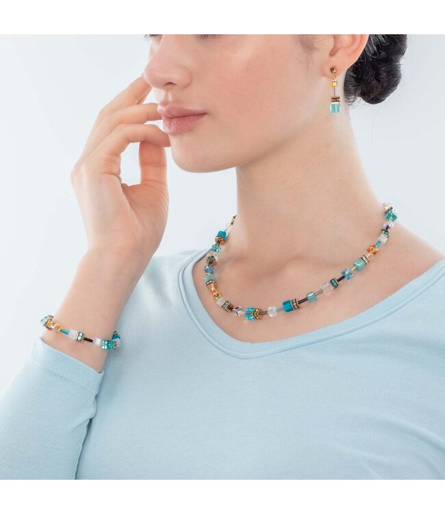 COEUR DE LION Geocube Iconic Necklace Gold Turquoise