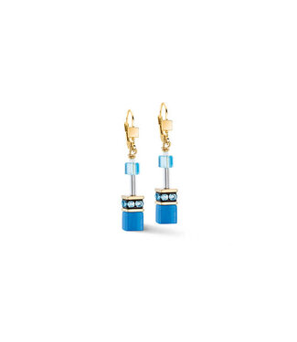 COEUR DE LION Geo Cube Mono Gold Earrings Turquoise