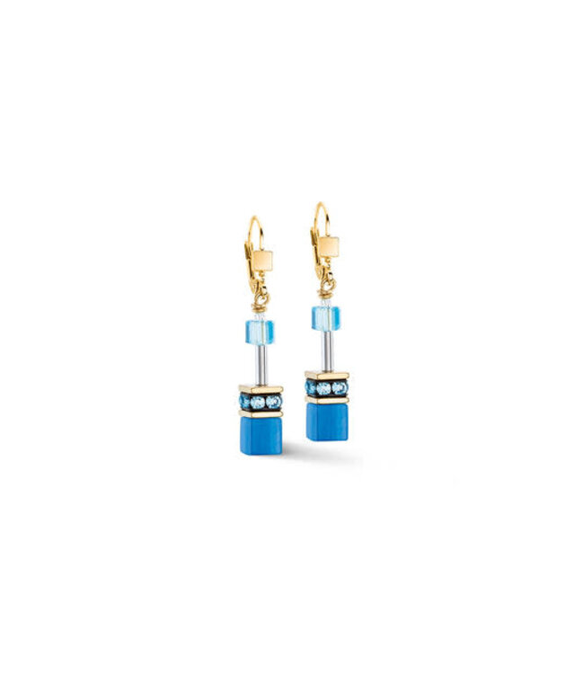 COEUR DE LION Geo Cube Mono Gold Earrings Turquoise