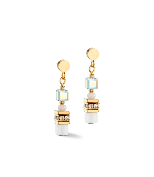 COEUR DE LION Mini Cubes Earrings Gold White