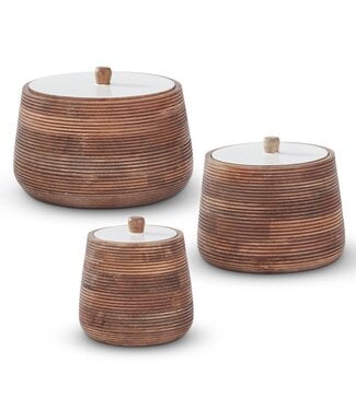 Ribbed Mango Wood Canisters-Sold Individually