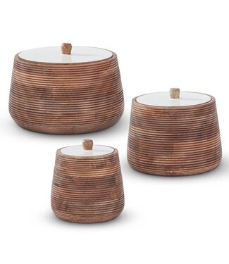 Ribbed Mango Wood Canisters