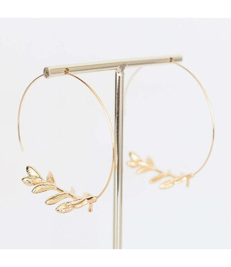 LESLIE CURTIS JEWELRY DESIGNS 2" Emory Thin Hoop With Leaf Detail