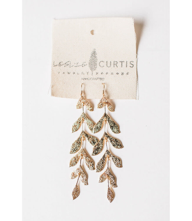 LESLIE CURTIS JEWELRY DESIGNS Flora-Long Leaf Gold Earrings