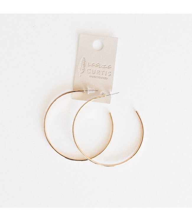 LESLIE CURTIS JEWELRY DESIGNS 2" Brigitte Hammered Gold Hoops