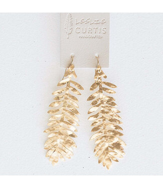 LESLIE CURTIS JEWELRY DESIGNS 3" Palmer Hammered Leaf Gold