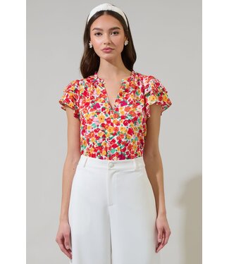 Joly Floral Hessa Ruffle Blouse