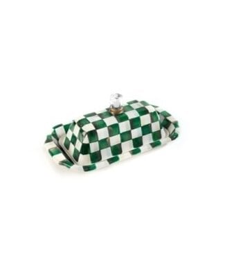 MACKENZIE CHILDS Emerald Check Butter Box
