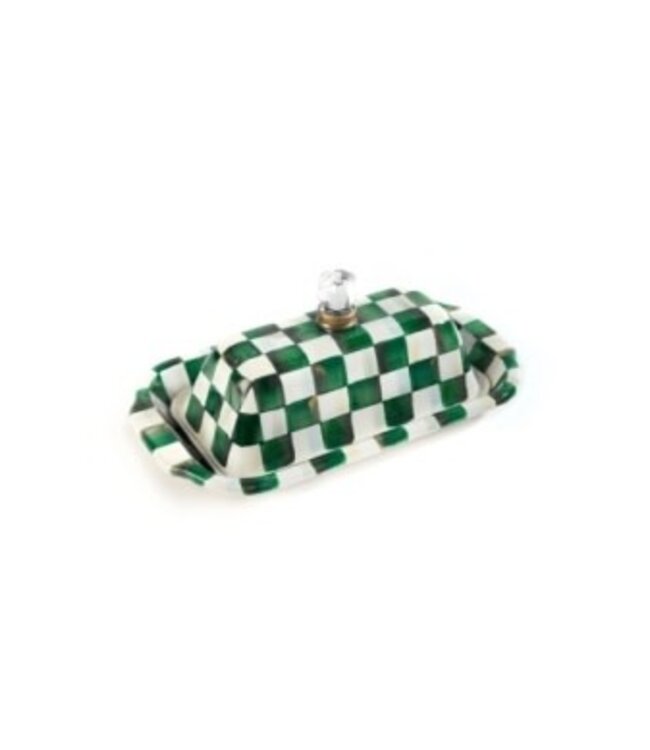 MACKENZIE CHILDS Emerald Check Butter Box