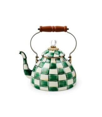 MACKENZIE CHILDS Emerald Check 3 Quart Tea Kettle