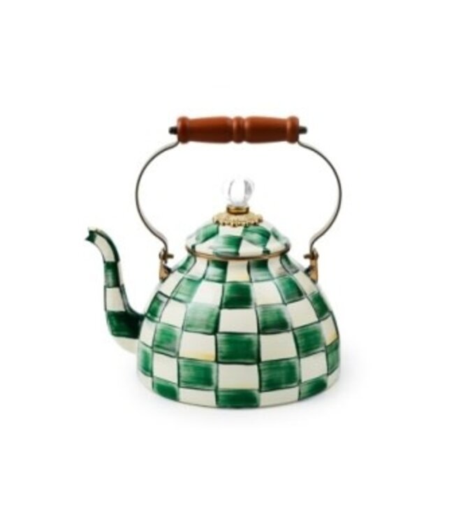 MACKENZIE CHILDS Emerald Check 3 Quart Tea Kettle