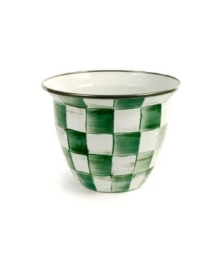 MACKENZIE CHILDS Emerald Check Large Flower Pot