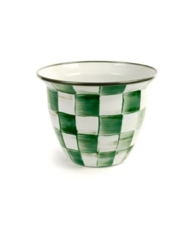 MACKENZIE CHILDS Emerald Check Large Flower Pot