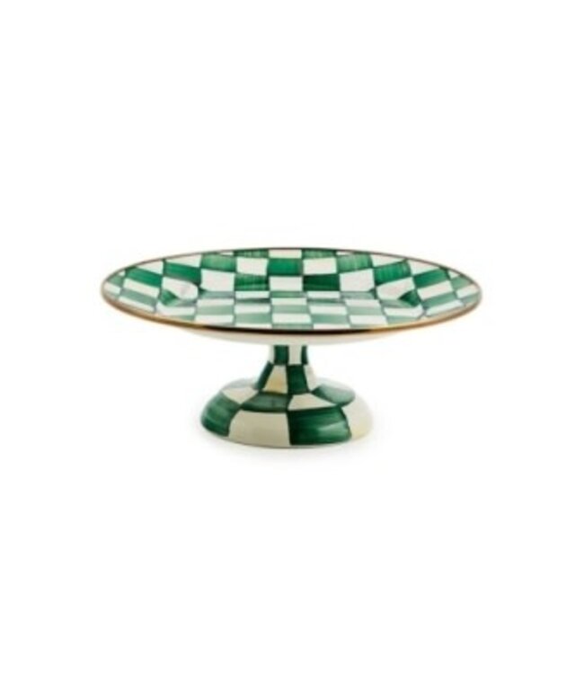 MACKENZIE CHILDS Emerald Check Small Pedestal Platter