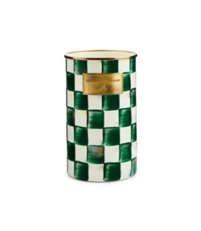 MACKENZIE CHILDS Emerald Check Utensil Holder