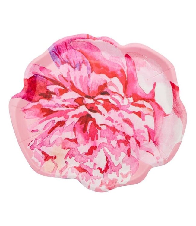 Peony Salad Plate Pink Peonies
