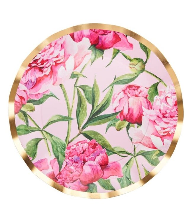 Wavy Dinner Plate Pink Peonies