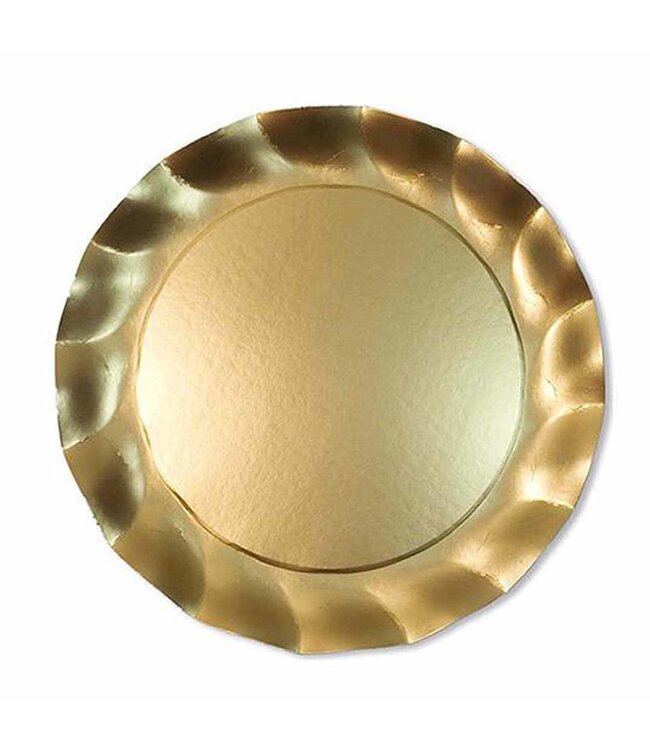 Satin Gold Wavy Paper Dinner Plates