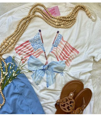 Ariel Red White & Bow Tee