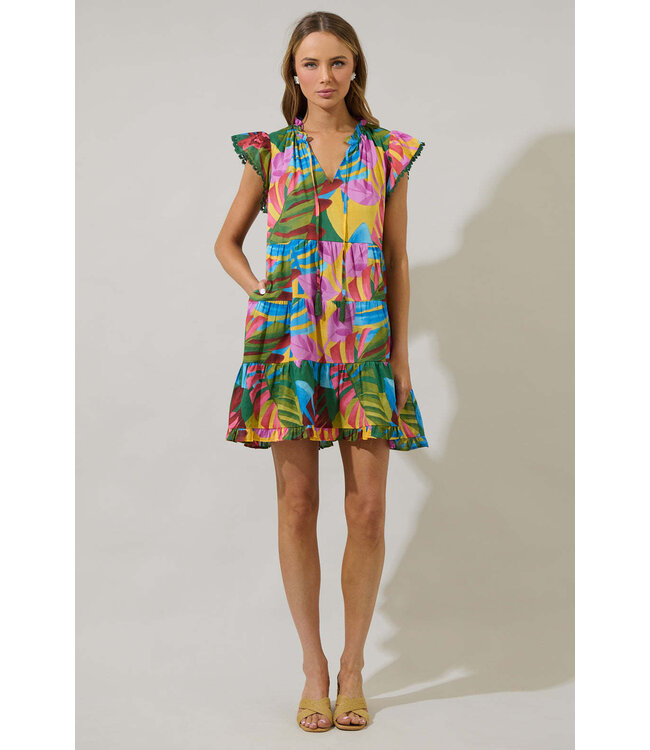 Novi Tropical Yodi Shift Mini Dress